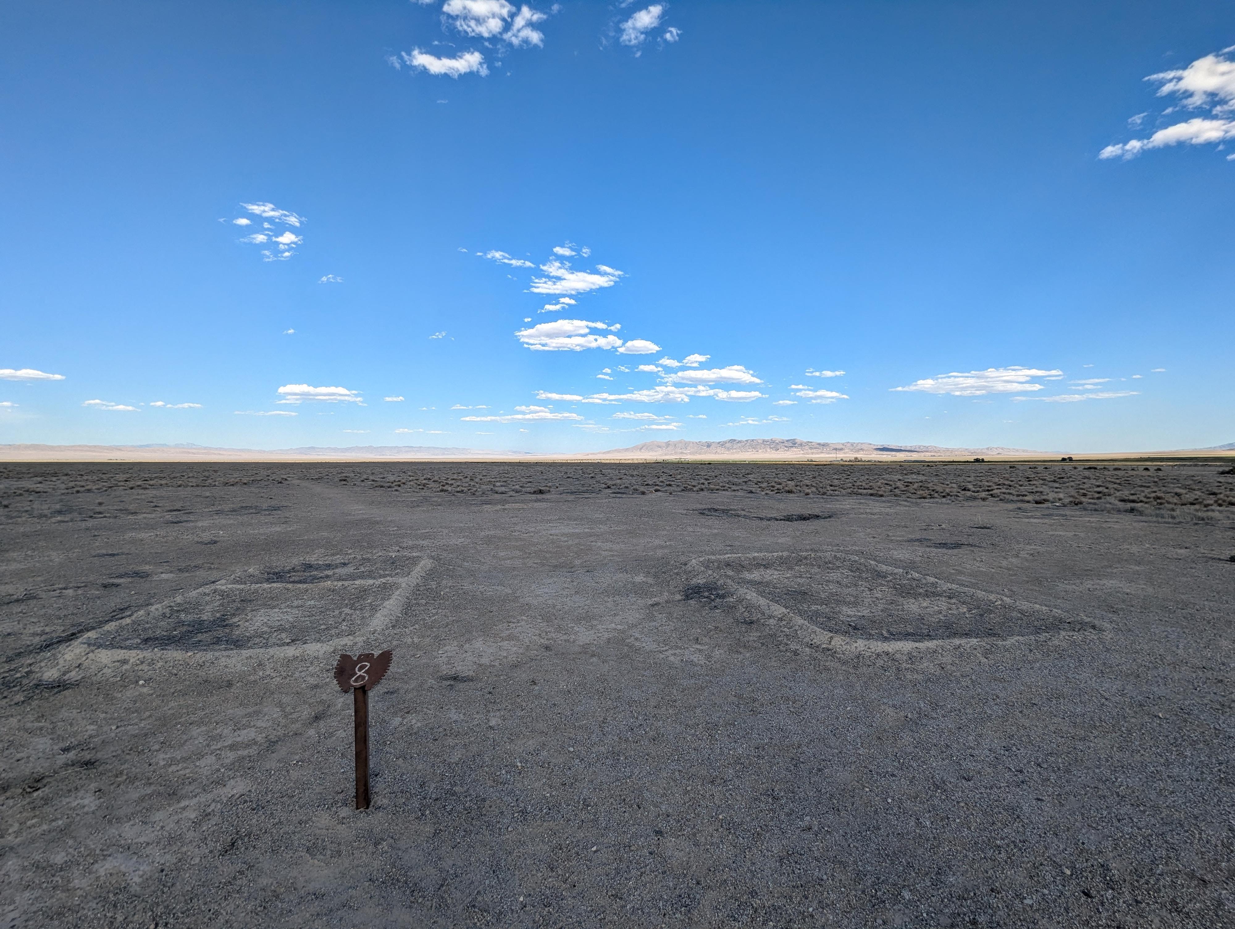 Two foundations, with the vast flats beyond. 