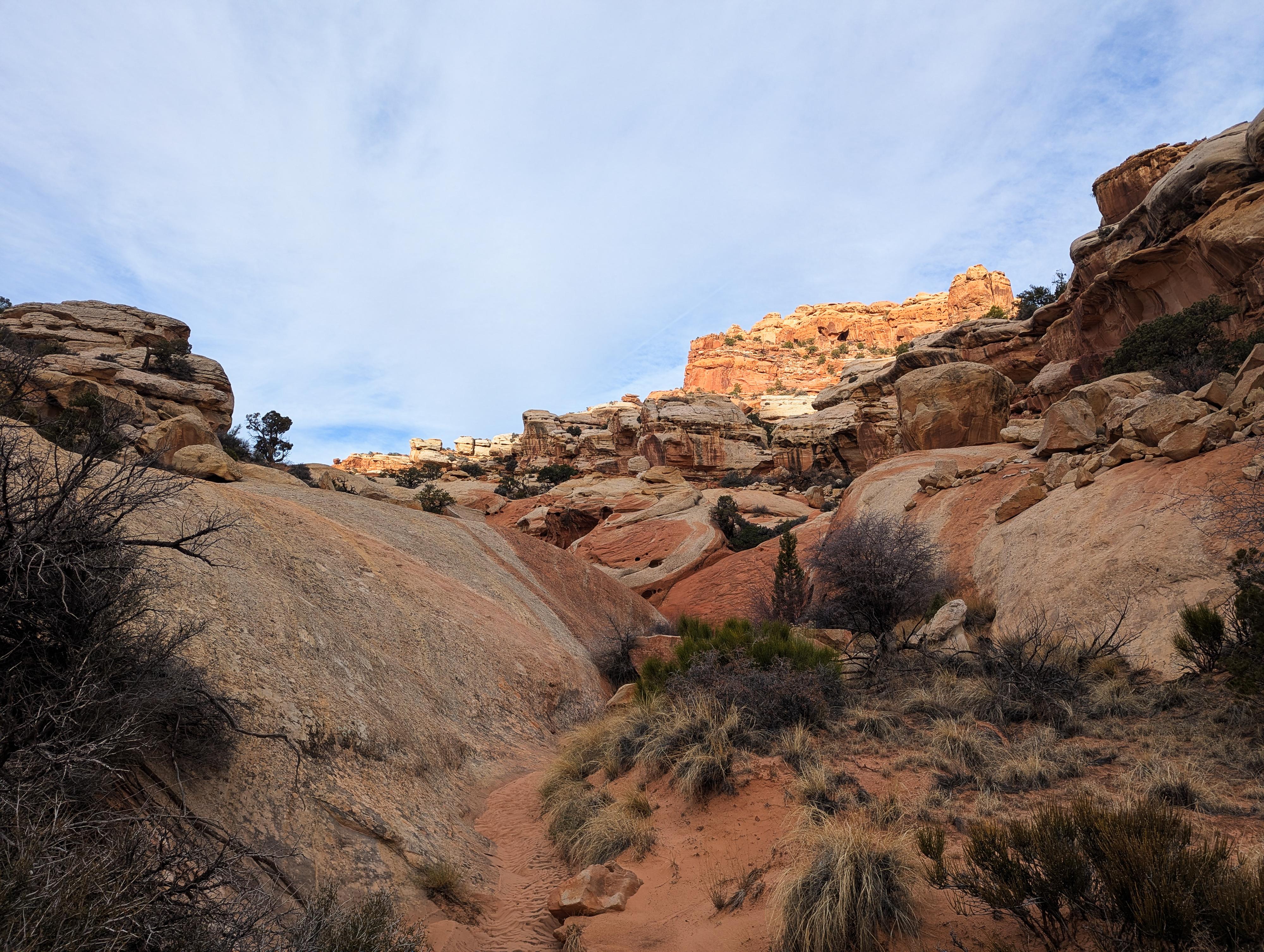 Heading up the exit canyon.