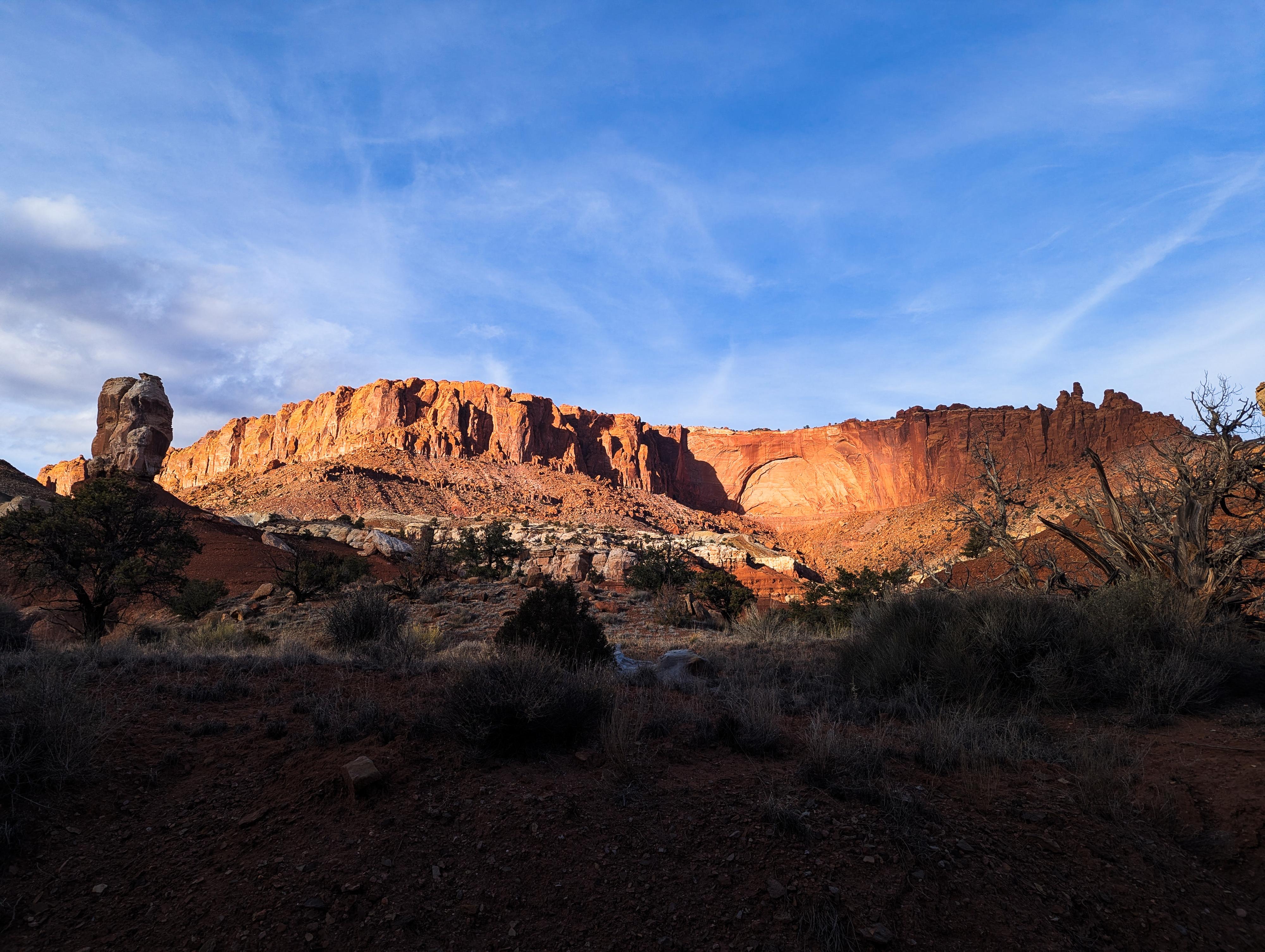 Sunset light starting on Meeks Mesa from the hike. 