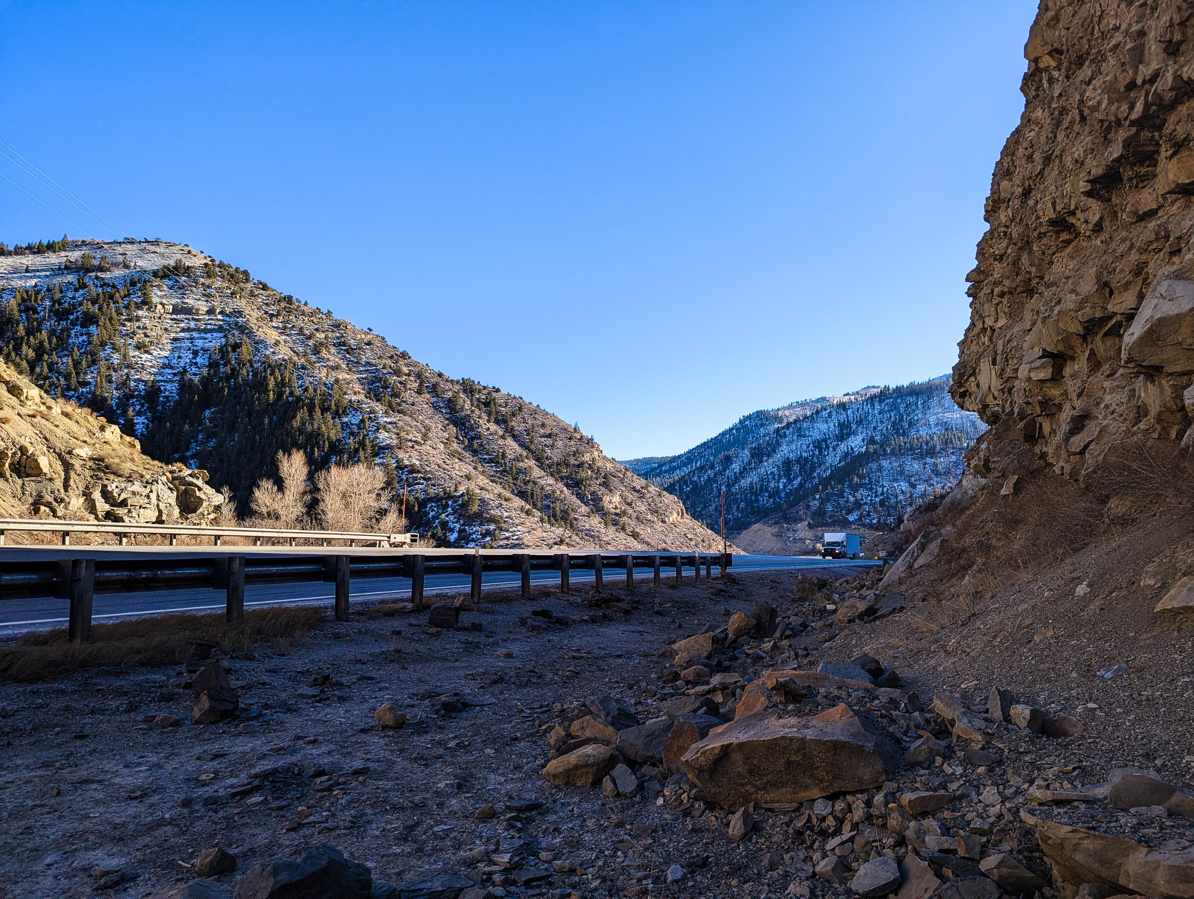 The brief walk along the highway to the falls. 