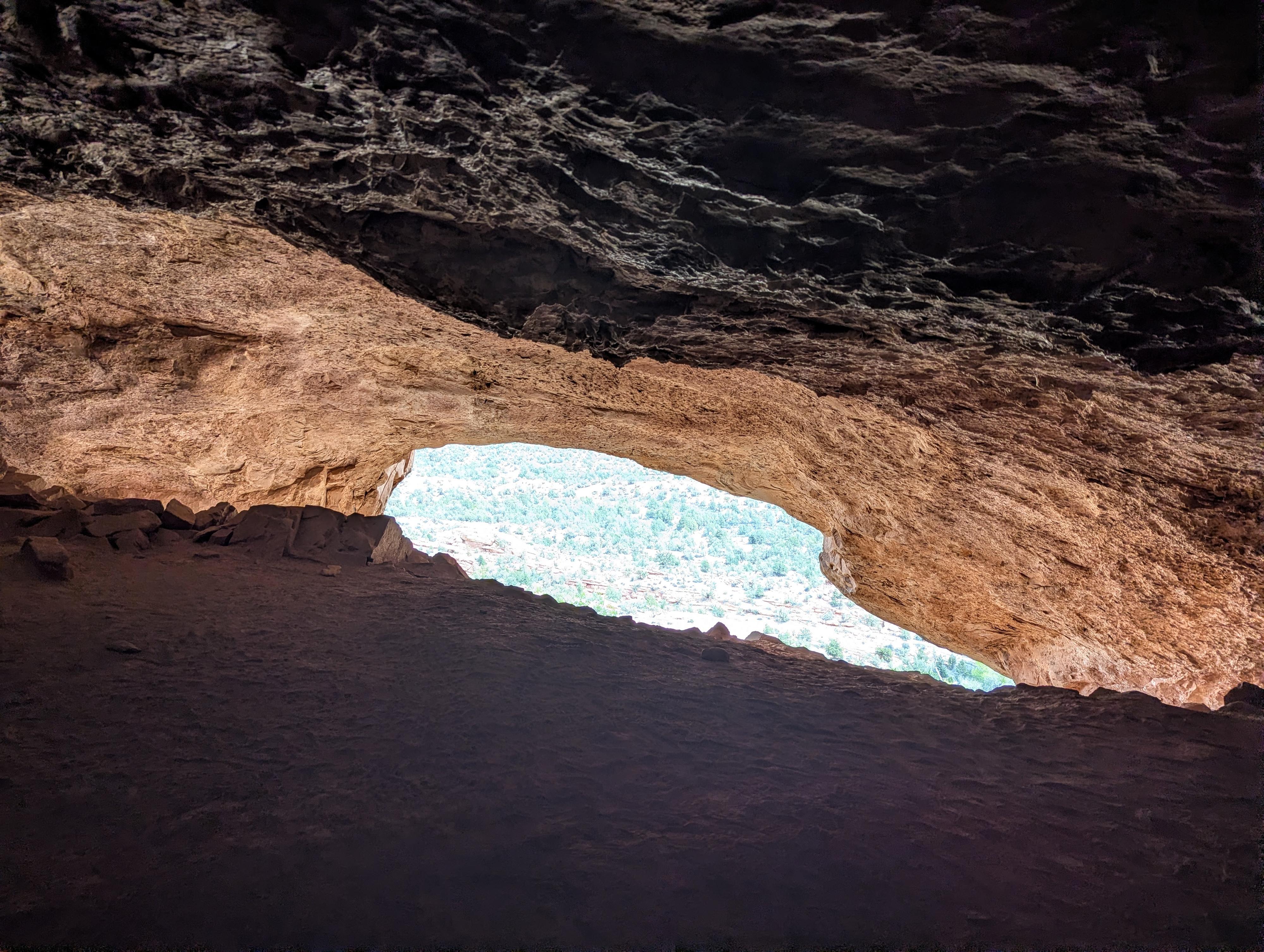 Looking out the large cave entrance. 