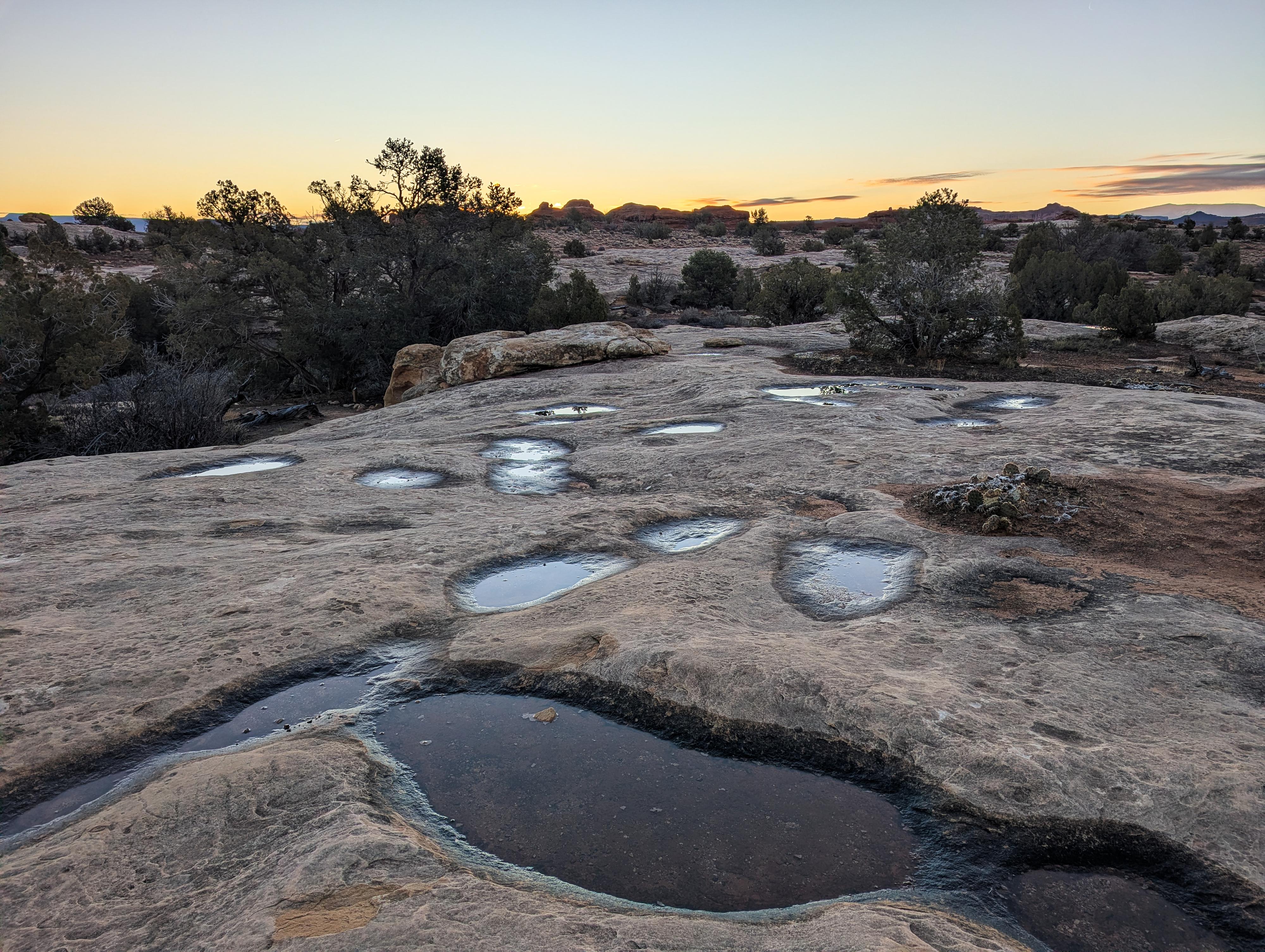 The start of the trail at sunrise. 