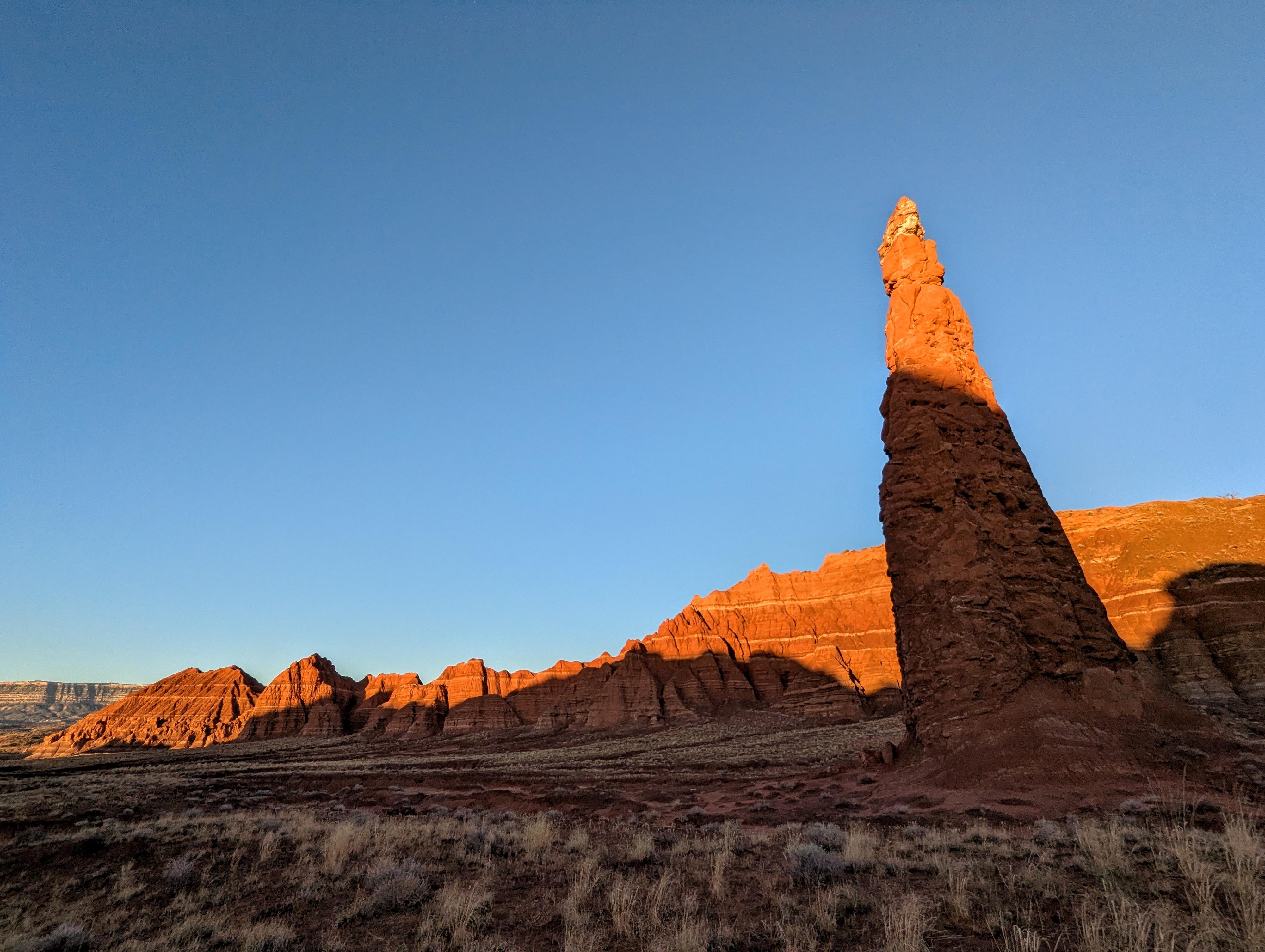 The tower from the Lower Trailhead in morning light. 