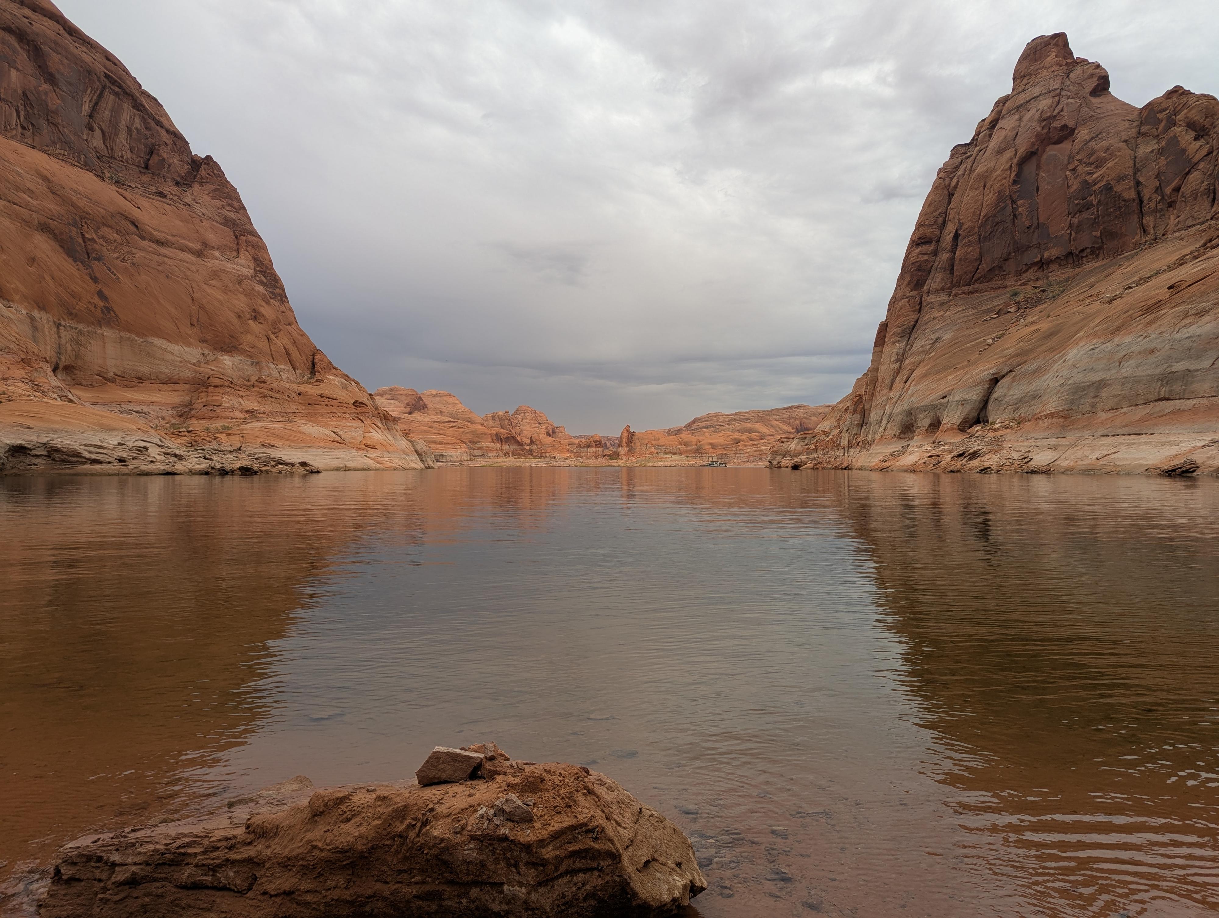 Looking out at the lake from the beach at Hole-in-the-Rock trail. 