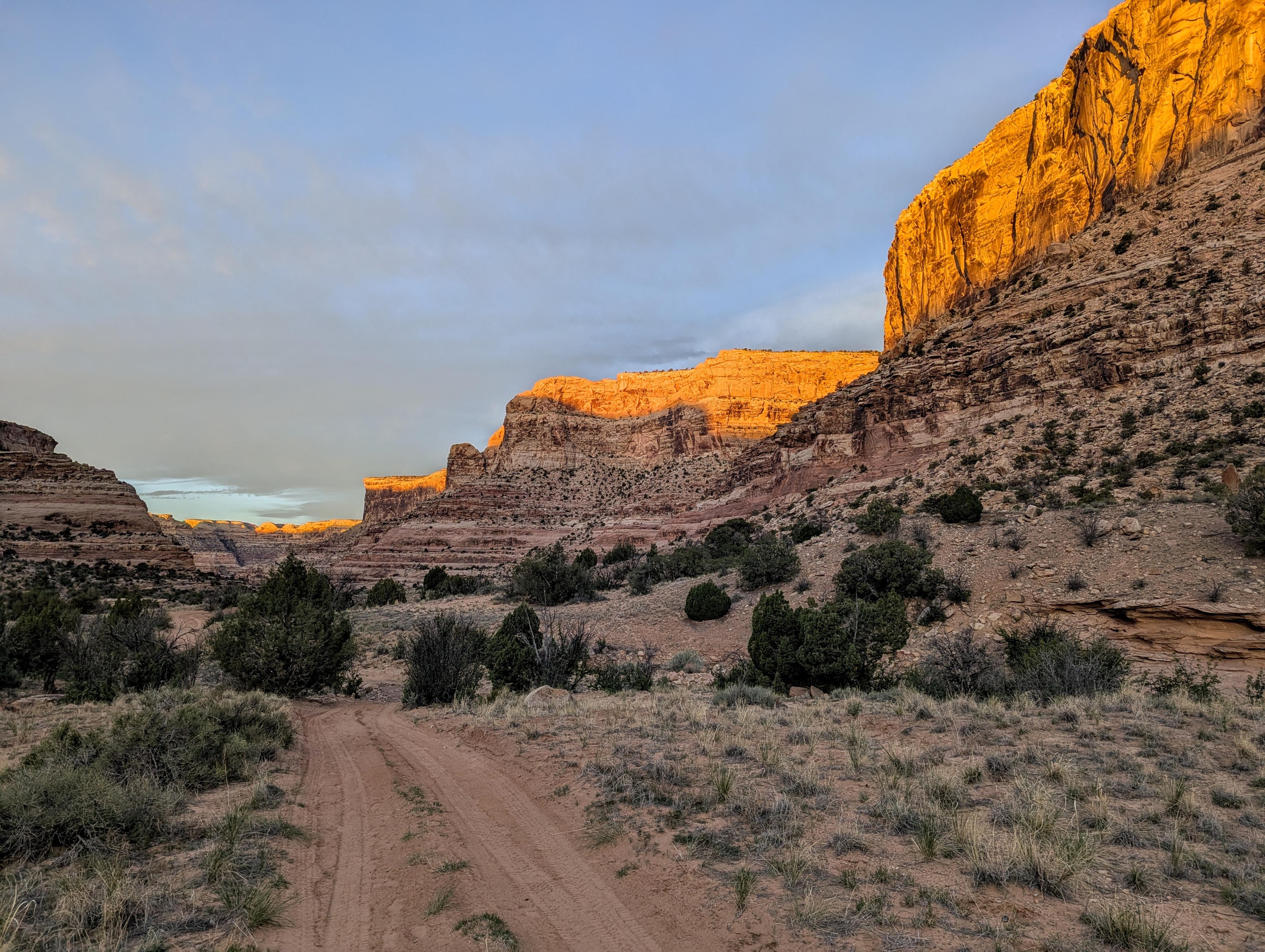 Looking down canyon during an early morning hike in Calf Canyon