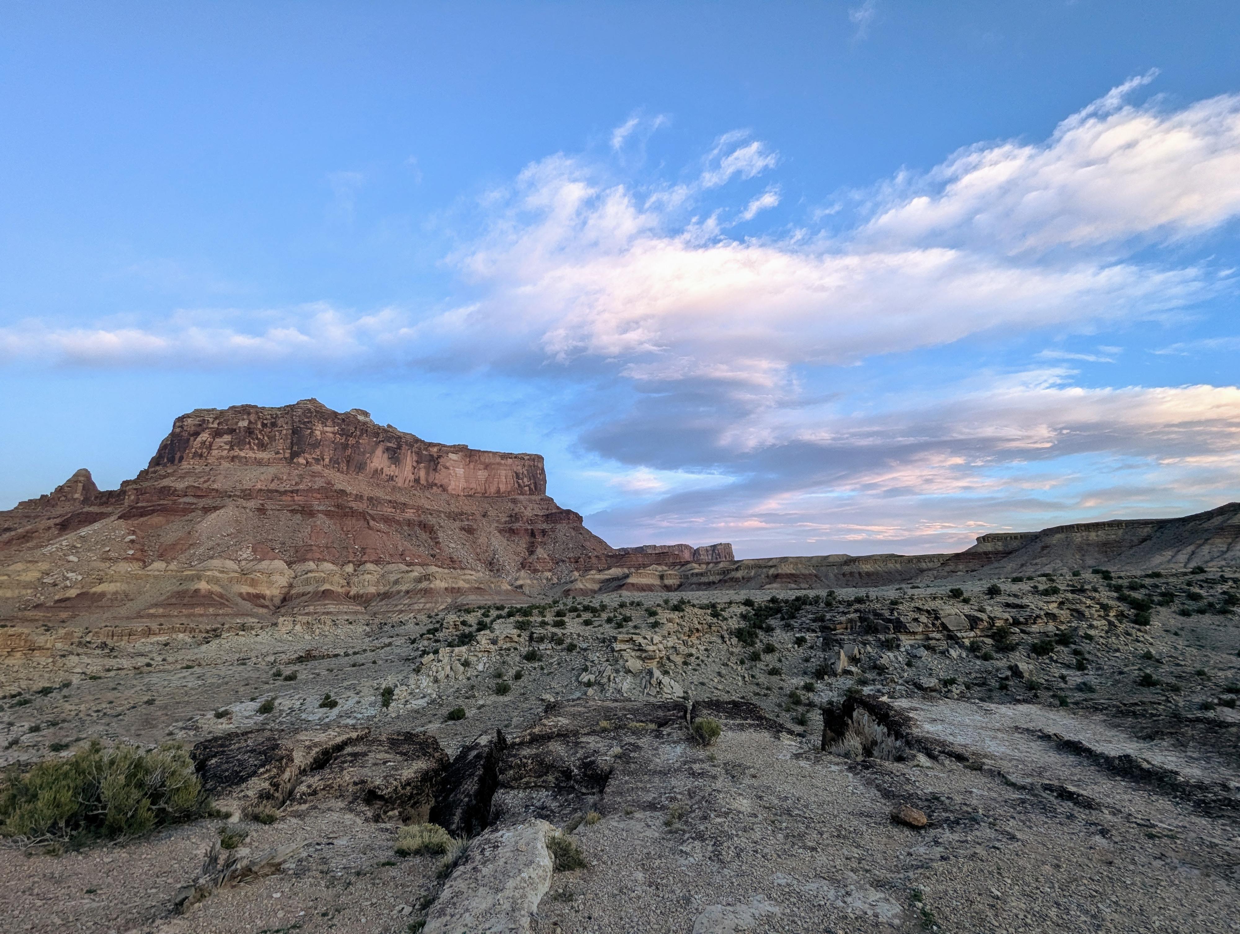 Mexican Mountain from near the trailhead at sunset. 