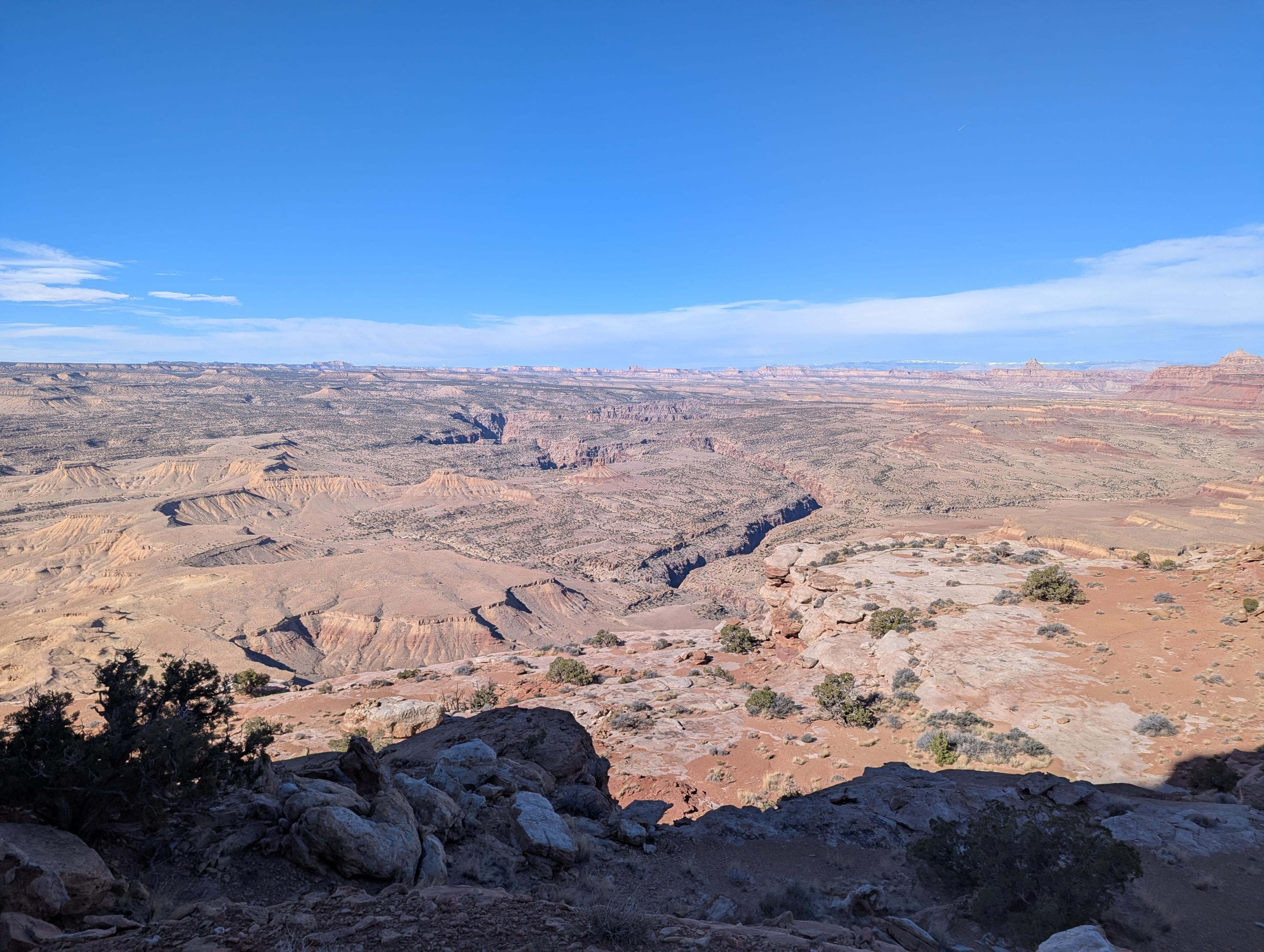 View from near the summit. The Upper Black Box is the canyon visible in the center of the photo. 