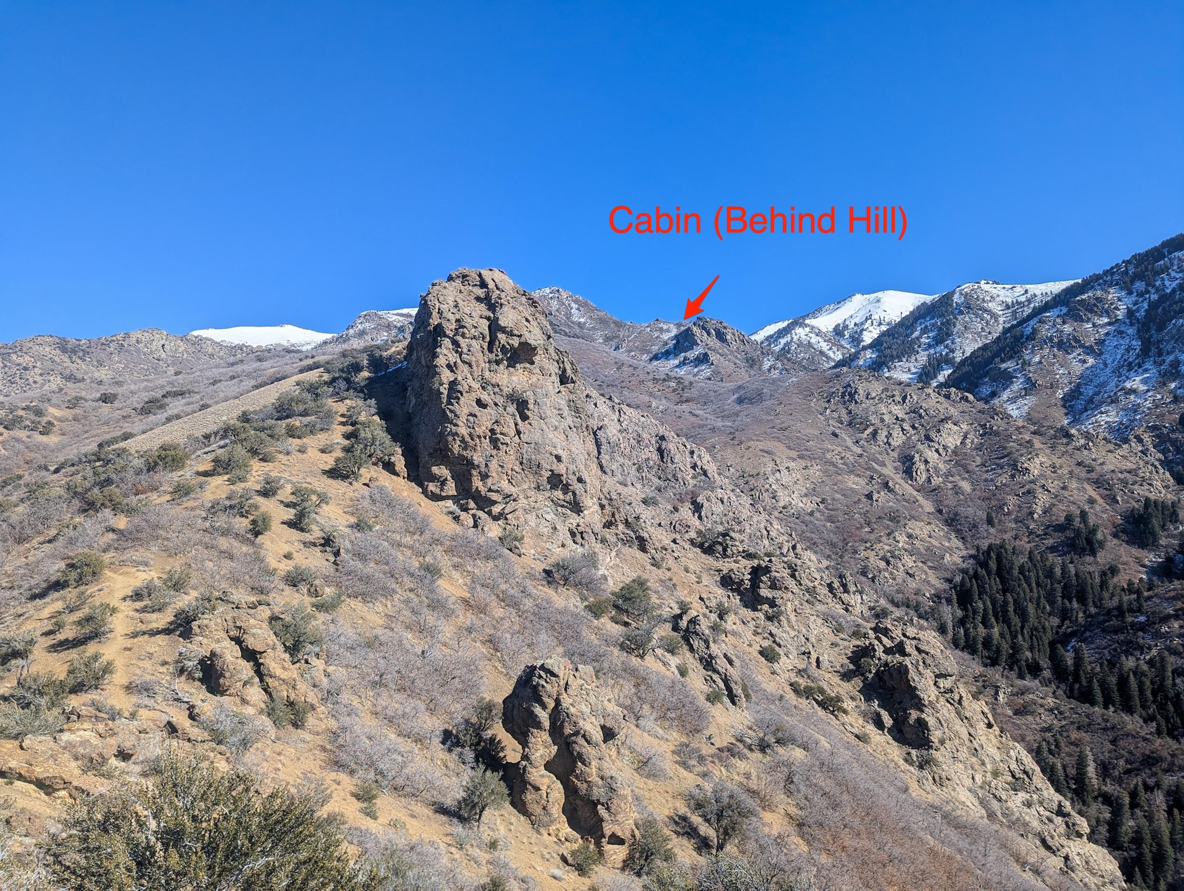 The long ridge up to the cabin. 
