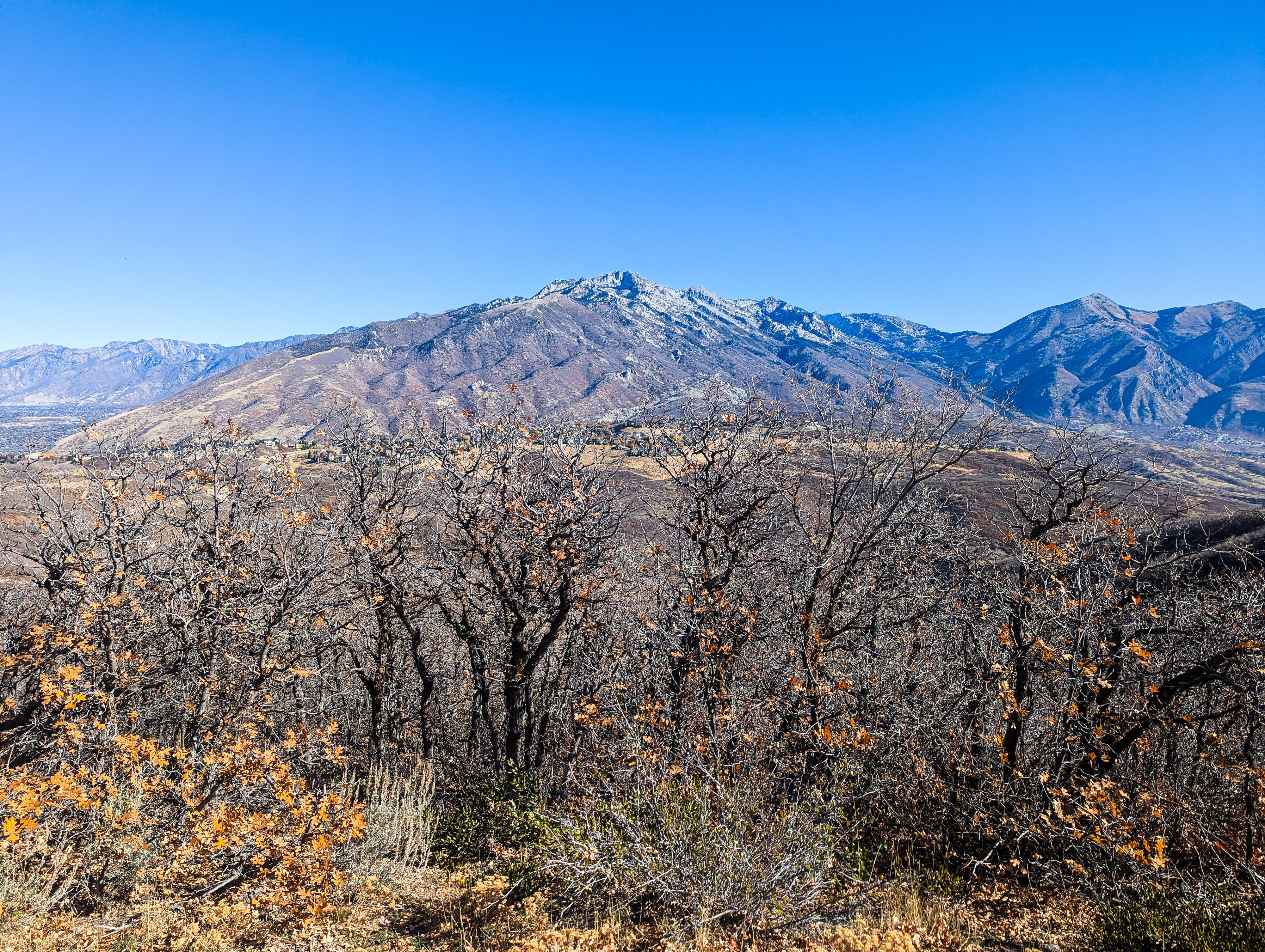 Lone Peak in the distance along the hike. 