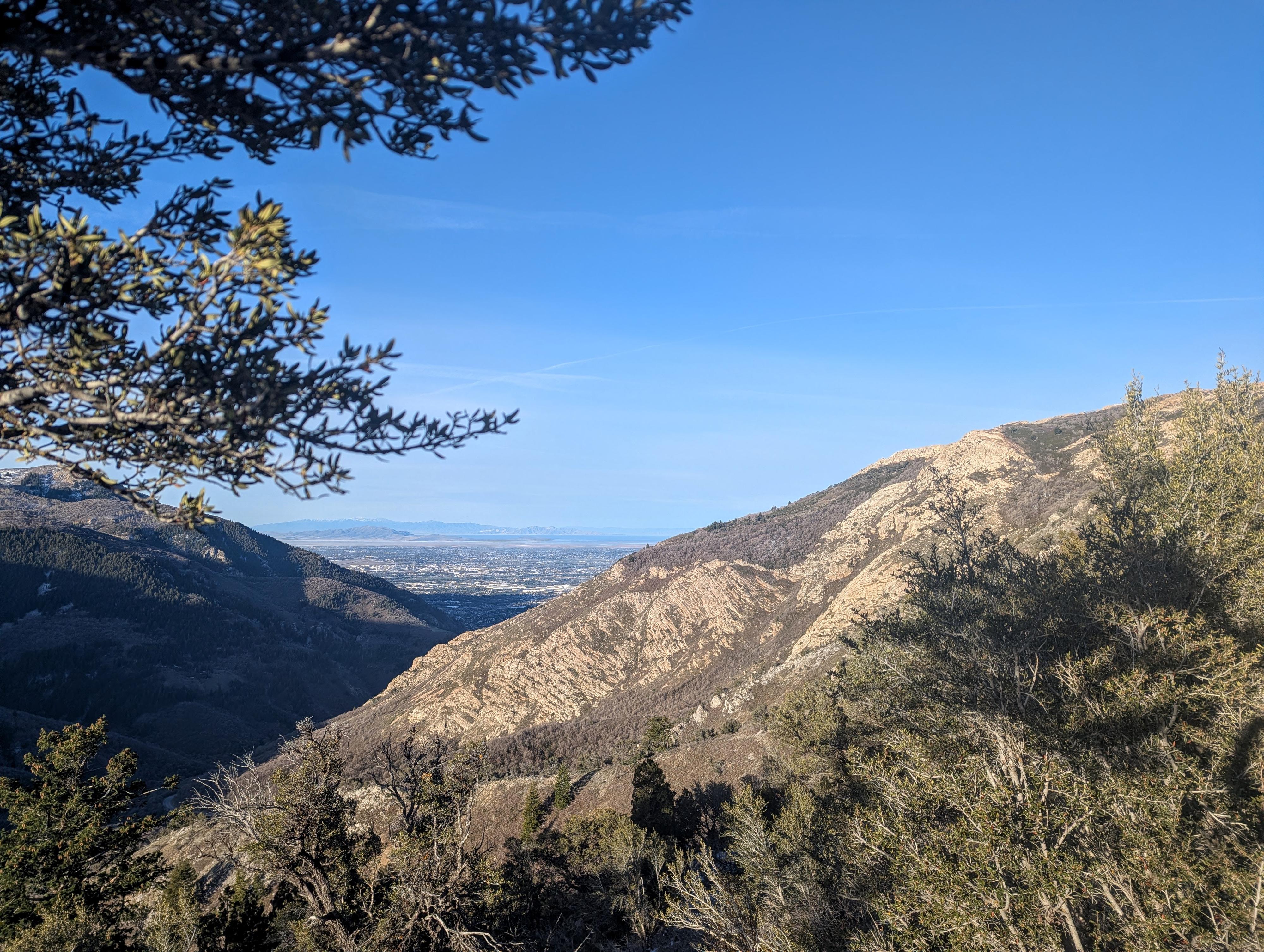 View of the Ogden Valley from near the top of the switchbacks up from the trailhead. 