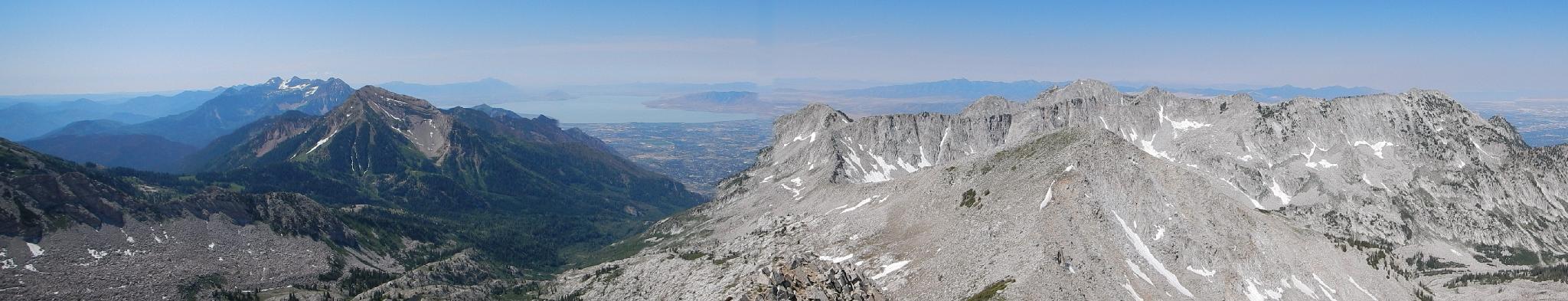 South and West Panorama. Timp in the far background, Box Elder, and Lone Peak.