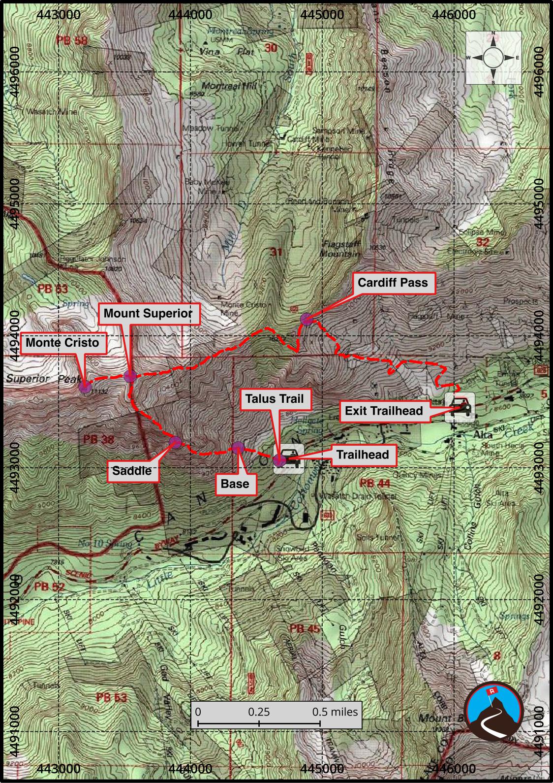Climbing S. Ridge of Mount Superior Little Cottonwood Canyon Road