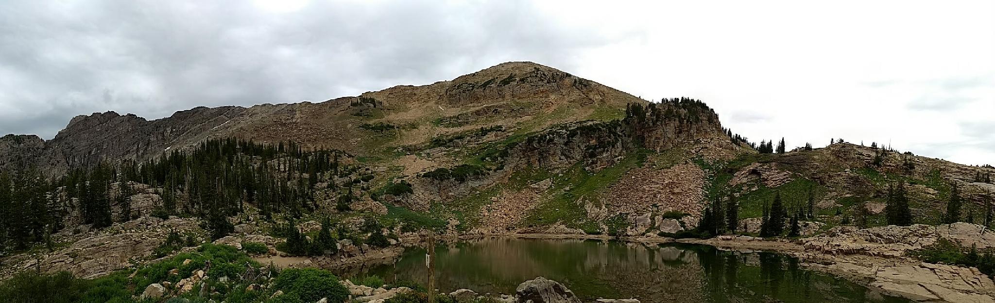 Panorama of Secret Lake with Sugarloaf Peak in the background
