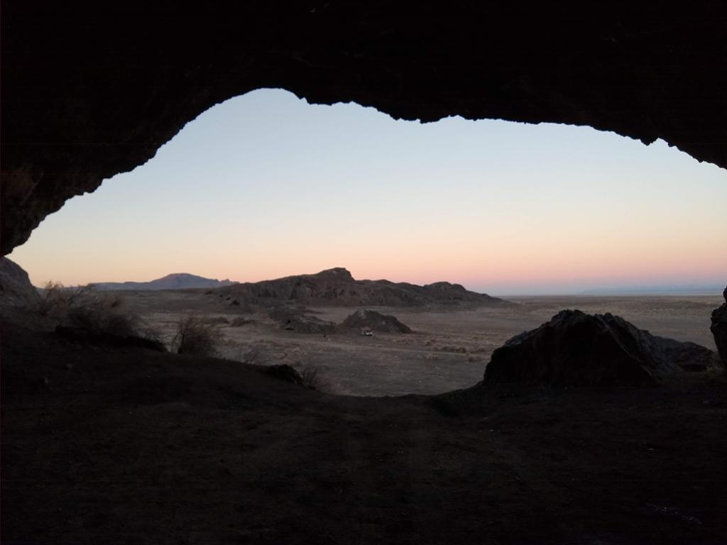 Looking out Lakeside Cave at sunset. 